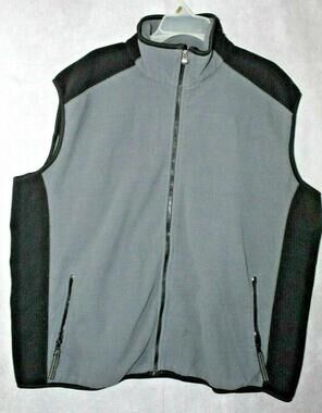 Destination Vest Mens 2XL Gray Black 10000ft Windbreaker Fleece Full Zip Pockets